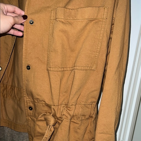 Madewell Tan Utility Jacket with Spread Collar and Drawstring Waist - Picture 3 of 6